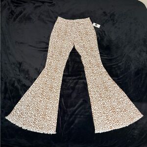 Buckle Leopard Print Flare Jeans